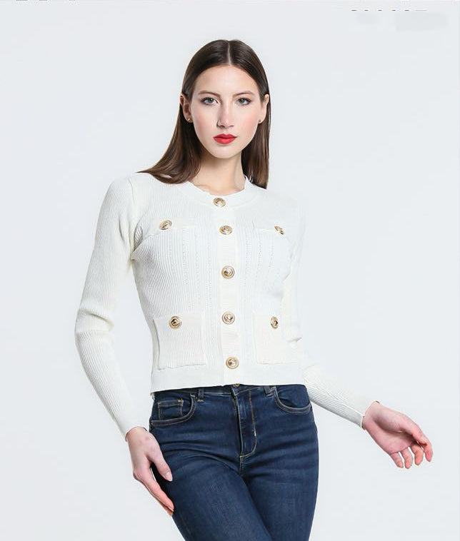Cardigan con bottoni dorati