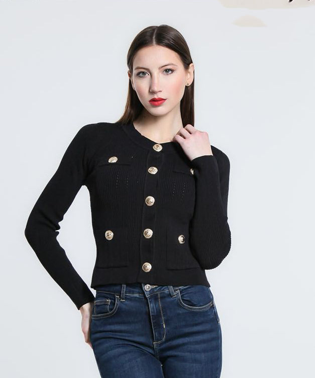 Cardigan con bottoni dorati