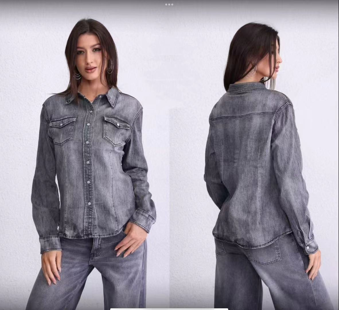 Camicia denim Grigio