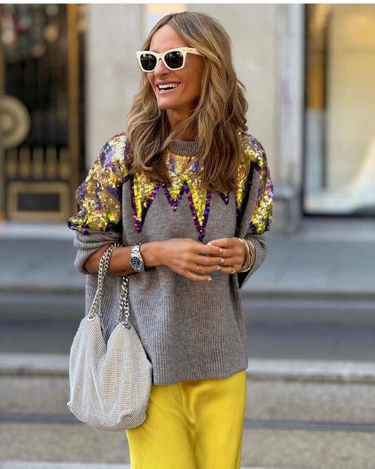 Maglione di lana da donna con paillettes