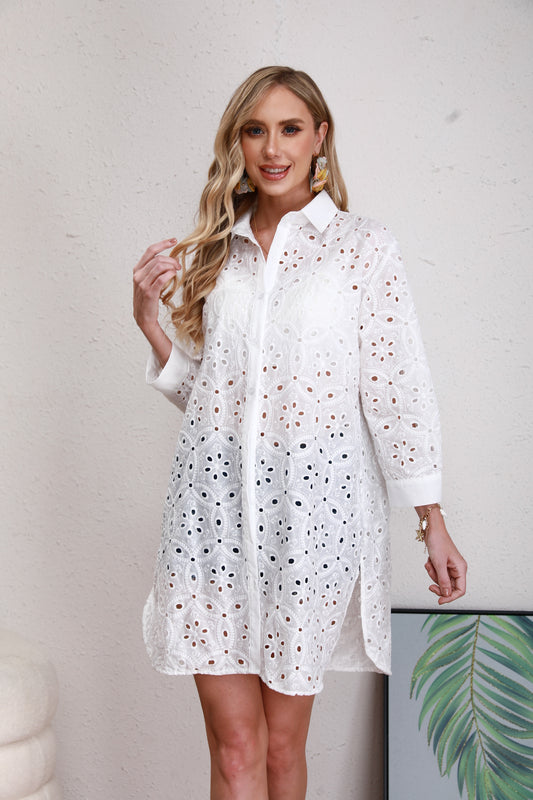 camicia lungo pizzo San Gallo
