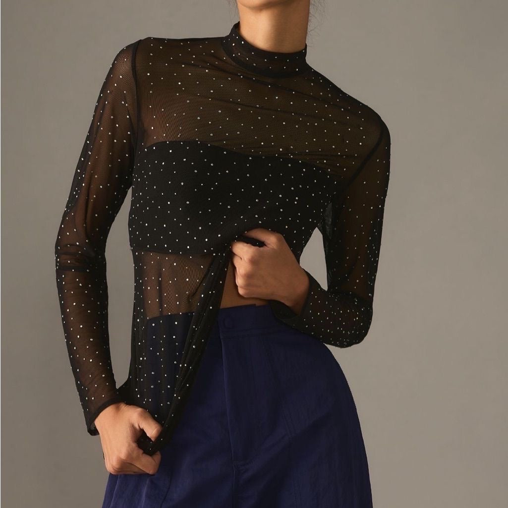 Top trasparente con brillanti