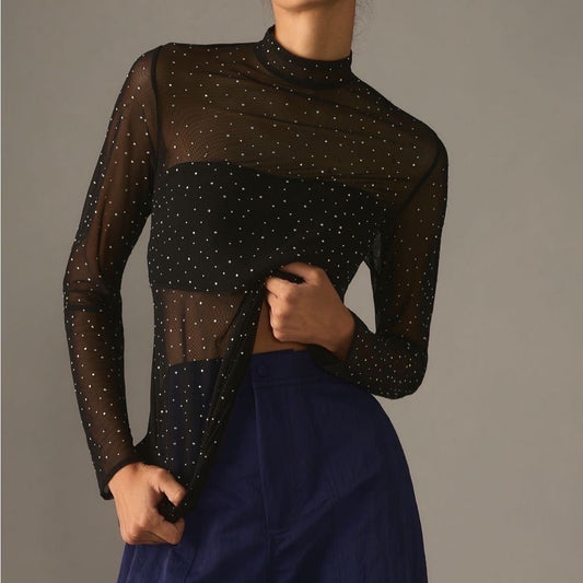 Top trasparente con brillanti