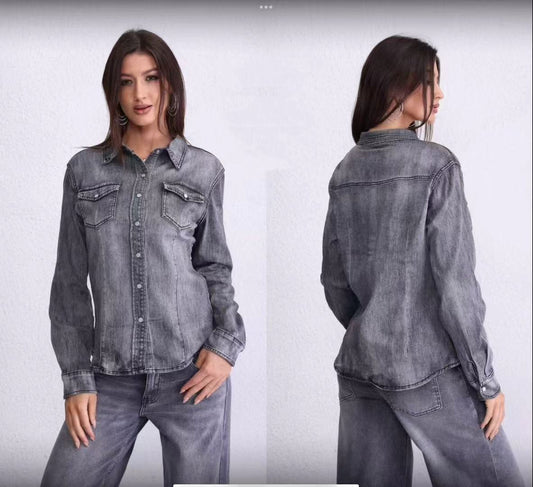 Camicia denim Grigio