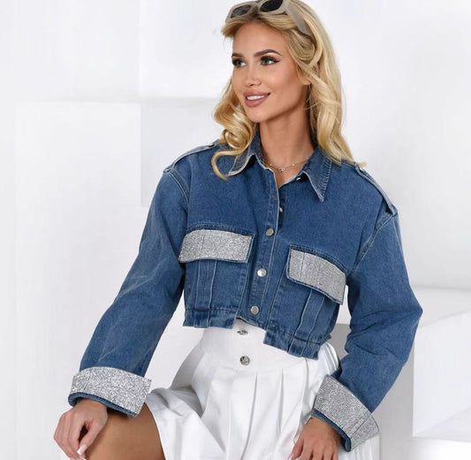 Giubbotto jeans con strass