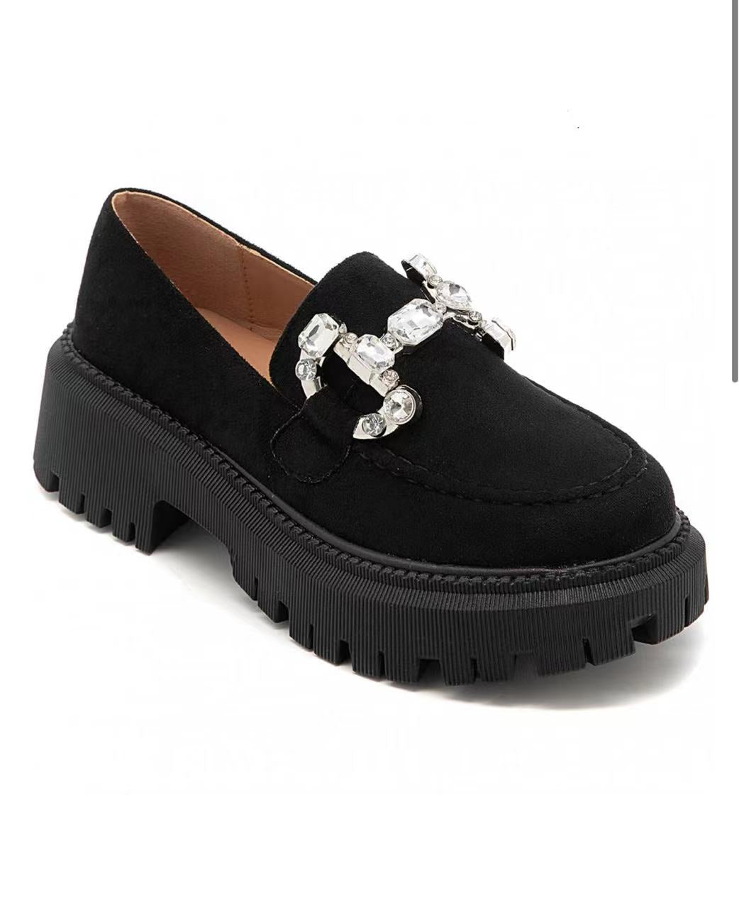 Scarpe camoscio davanti con strass