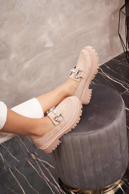Scarpe camoscio davanti con strass